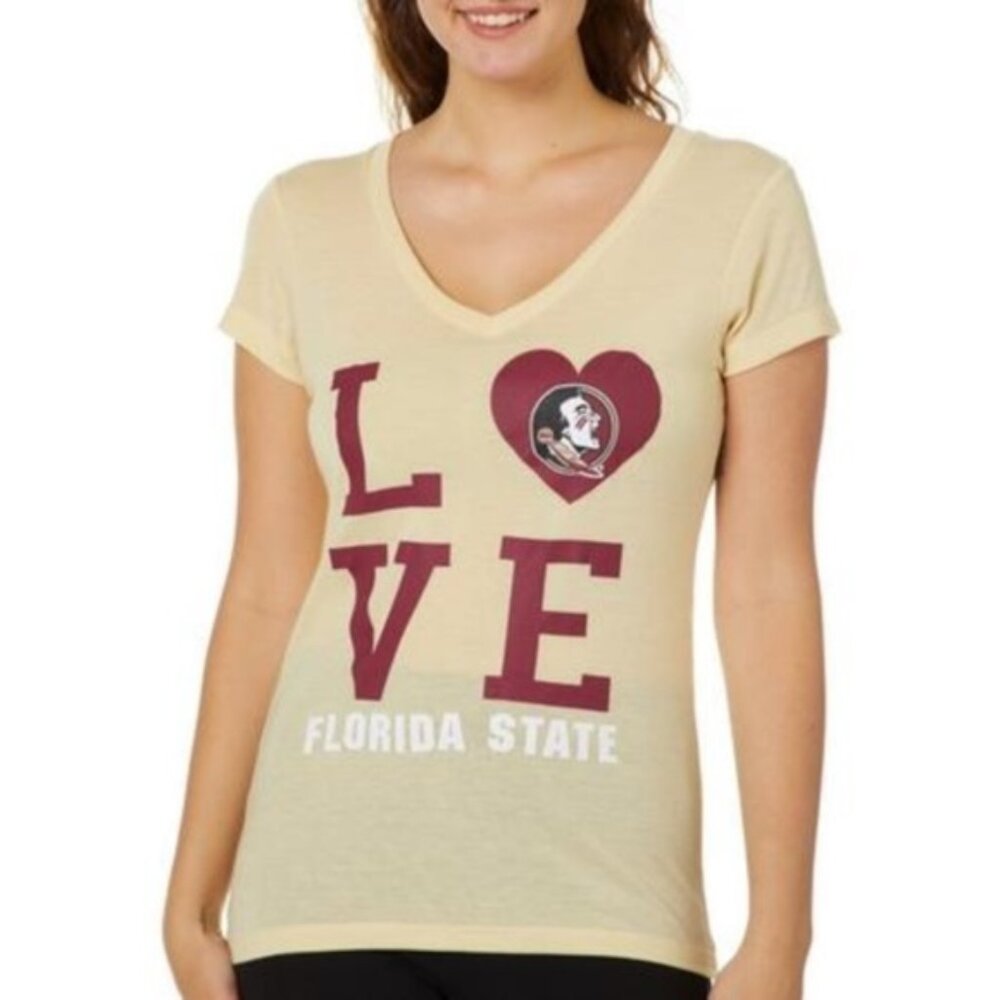 FSU Collegiate Graphic T-shirt SS V-Neck Lot Two Pink Gray New Large